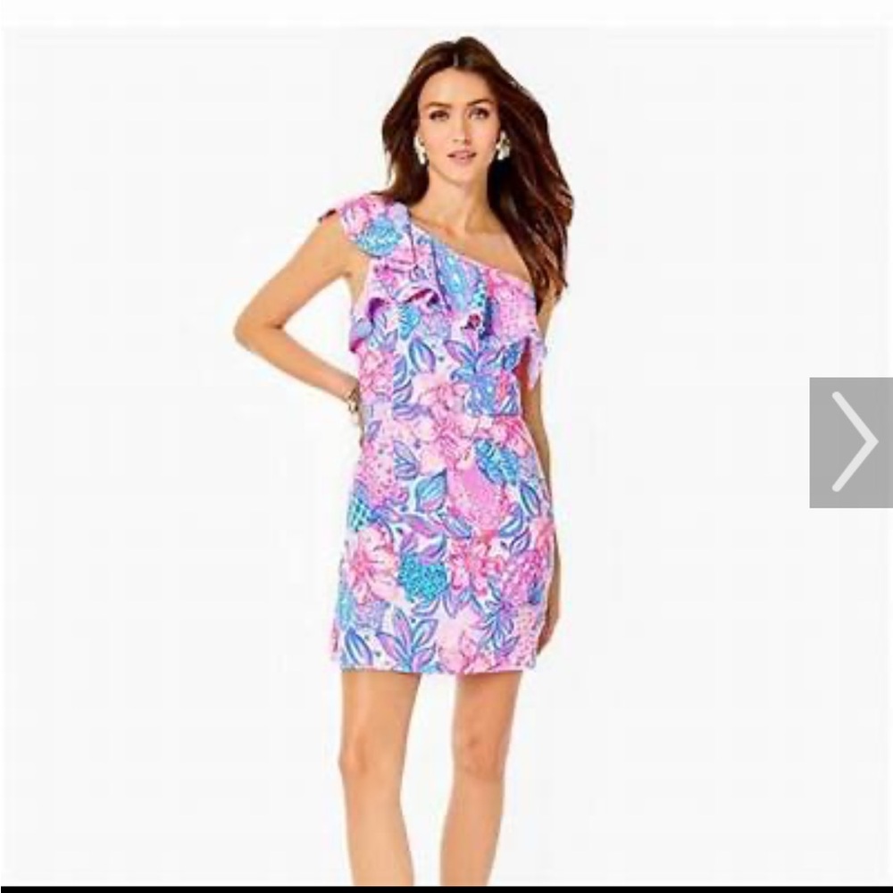 Lilly Pulitzer Kipton one shoulder romper snappy turtle